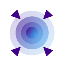 Icon of 4 blue concentric circles with a triangle in each corner