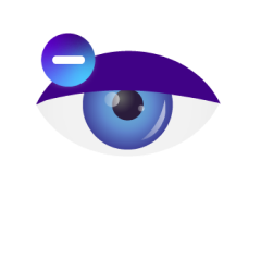 Icon of a blue eye with minus sign in a circle on the top left